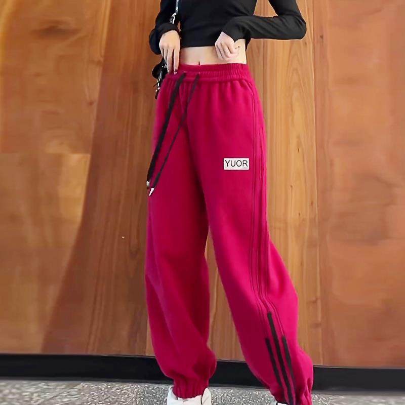 欧货卫裤女条纹拼接束脚运动裤2025春季新款百搭宽松休闲哈伦裤子,淘宝优惠券,粉丝福利购,淘宝优惠卷