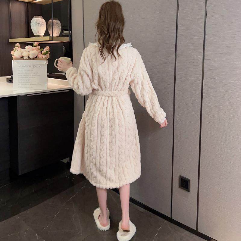 2024新款秋冬长款睡袍女性感珊瑚绒加厚加绒睡衣睡裙女法兰绒浴袍,淘宝优惠券,粉丝福利购,淘宝优惠卷