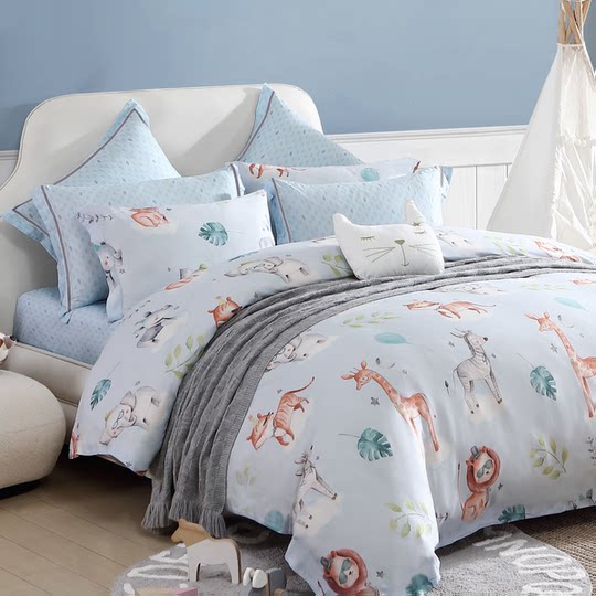 Mengjie Baby 25 новый детский комплект Lenzing Tencel с принтом, студенческий комплект из трех или четырех предметов