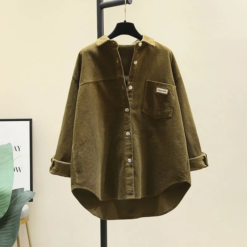 设计感加厚灯芯绒酒红色衬衫女外套2025秋冬新款宽松显瘦衬衣上衣,淘宝优惠券,粉丝福利购,淘宝优惠卷