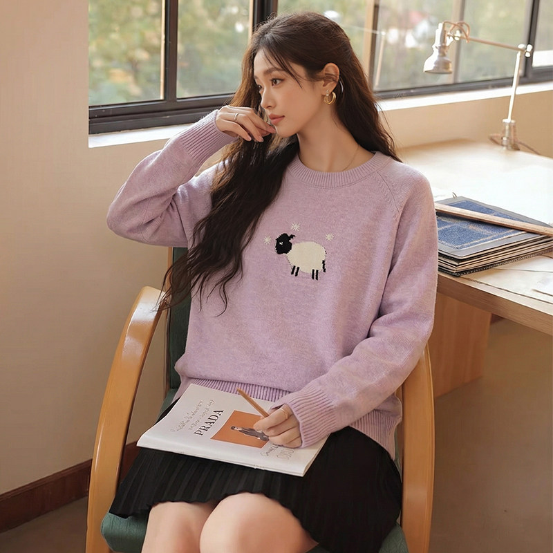 大码女装套头长袖上衣秋冬新款气质胖MM宽松显瘦毛衣打底衫女,淘宝优惠券,粉丝福利购,淘宝优惠卷