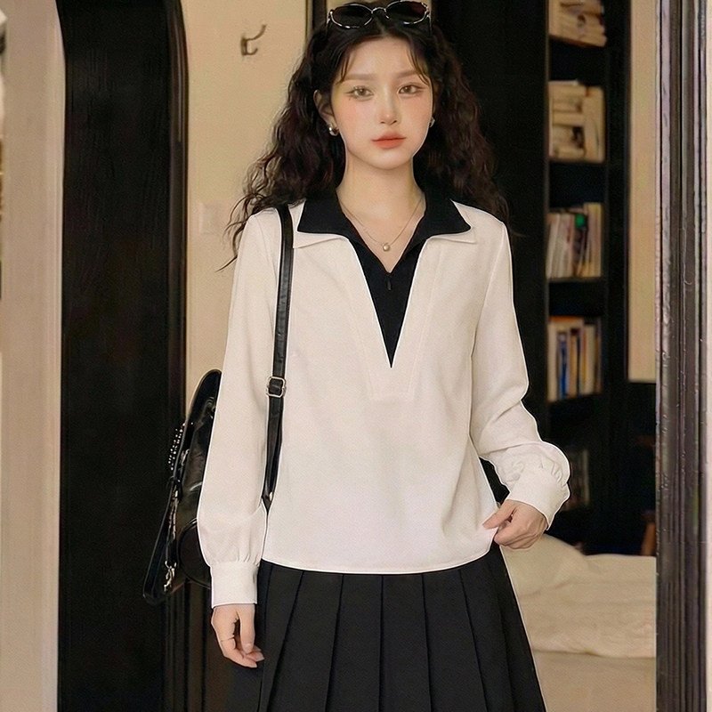 2026春装新款假两件长袖两穿衬衫女上衣套头大码显瘦胖MM衬衣内搭,淘宝优惠券,粉丝福利购,淘宝优惠卷