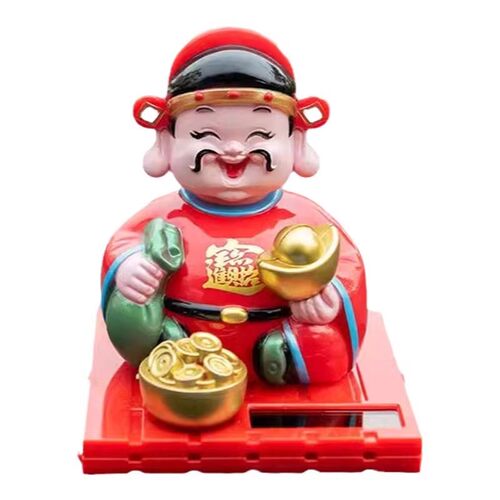 车载摆件太阳能中控台财神爷配件精品创意小公仔高档招财装饰用品 - 图3