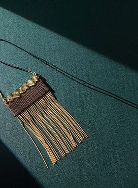 鎏金垂缕檀木流苏平安如意女项链