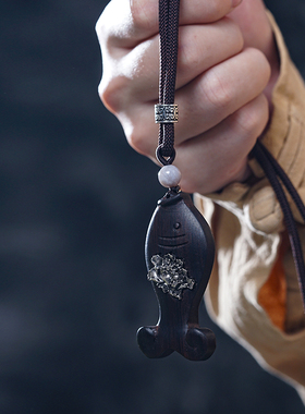 年年有鱼~复古国风木质木鱼吊坠