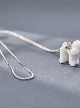 法式可爱泰迪狗狗吊坠毛衣链女