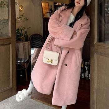 2023 Fur Imitation Mink Velvet Long Loose Thickened European Mink Fur One-piece Suit Collar Fur Jacket Coat for Women