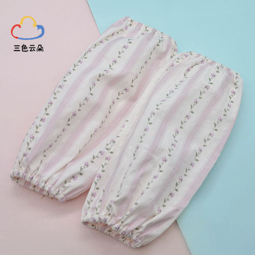 三色云朵碎花防晒护袖秋冬纯棉羽绒服毛衣办公室防污清洁工作袖套 - 图1