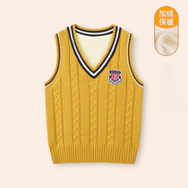 Children plus fluff clothes waistcoat waistcoat for boys and girls college wind primary and middle school students knit vests bottom outer wear