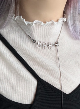 日韩系ins风金属花边蕾丝抽拉调节蛇骨项链小众复古y2k甜酷简约