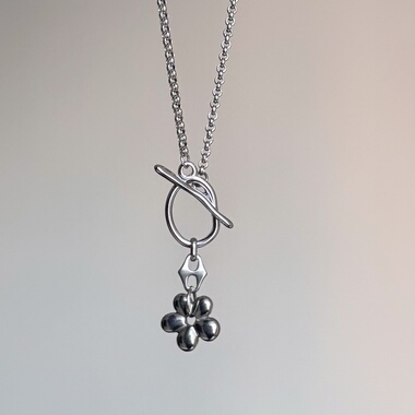 日韩系ins金属风花朵几何ot扣长项链小众复古甜酷y2k简约毛衣链