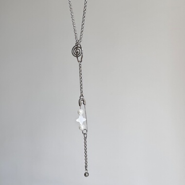 韩系ins风螺旋别针十字星几何串珠项链小众设计感y2k甜酷简约叠戴