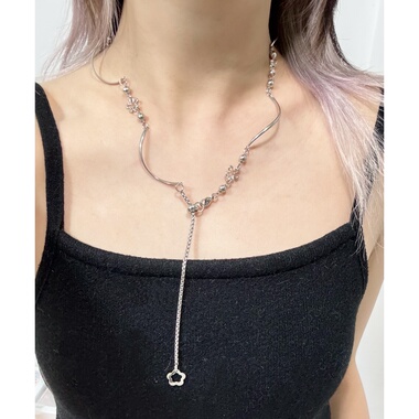 日韩系ins风镂空花朵波浪螺旋拼接抽拉项链小众设计感y2k甜酷复古