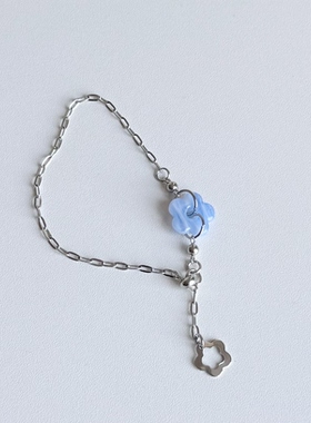 日韩系ins风复古可爱琉璃花朵抽拉调节手链小众y2k甜酷简约日常