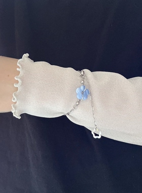 日韩系ins风复古可爱琉璃花朵抽拉调节手链小众y2k甜酷简约日常