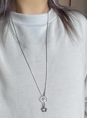 日韩系ins透明镂空花朵抽拉蛇骨长项链小众简约日常甜酷y2k毛衣链