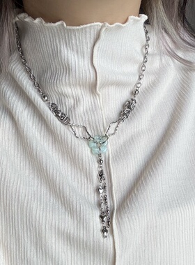 日韩系ins风镂空花朵几何打结拼接项链小众设计感甜酷y2k复古叠戴