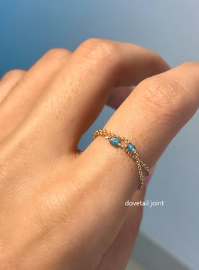 14K包金原石极细链条戒指