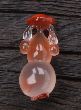 凉山南红玛瑙 天然原矿冰飘俏色葫芦吊坠 小挂件6.38克