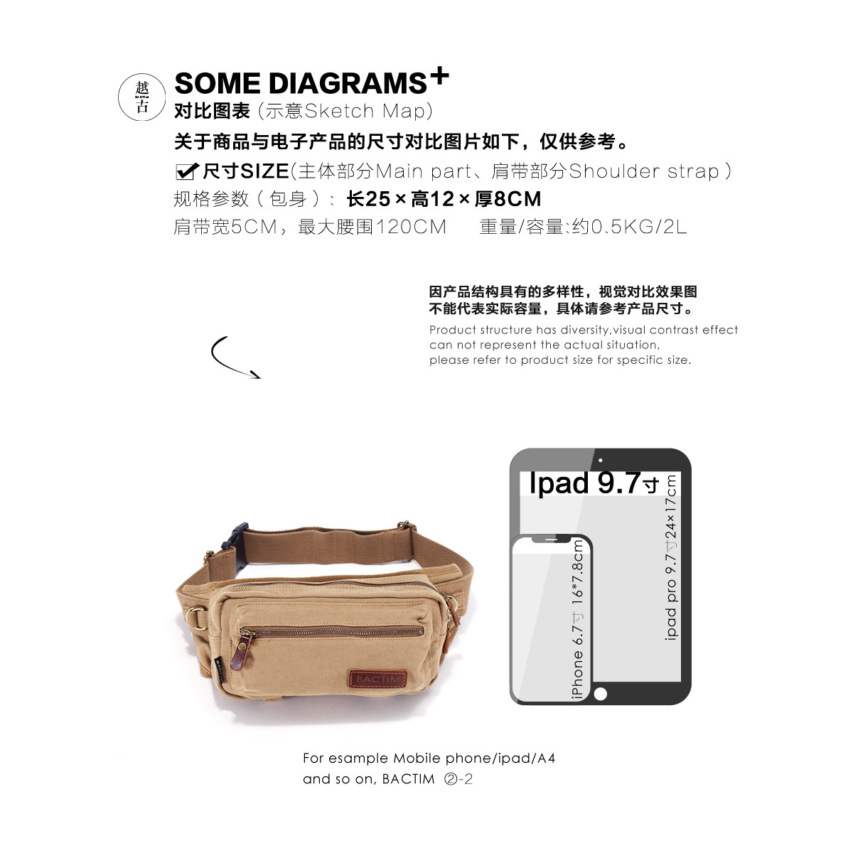 越古帆布腰包耐磨户外休闲潮斜挎包 越古男士包袋