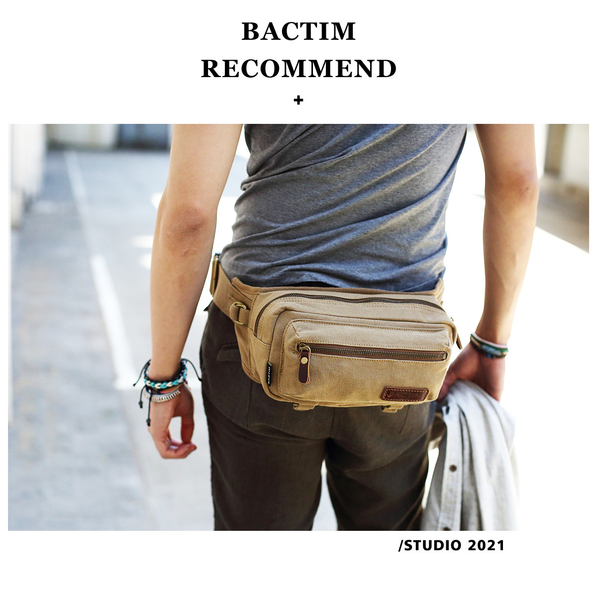 越古帆布腰包耐磨户外休闲潮斜挎包 越古男士包袋