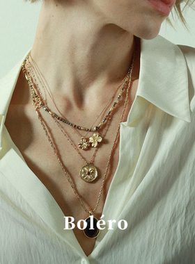 轻奢复古四叶草金币项链女秋冬