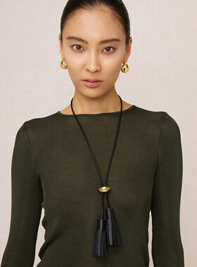 层叠搭扣皮流苏项链Bolero Shop包挂多用毛衣链新款项链女高级感