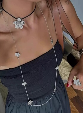 竹子同款花神系列花朵造型长项链女金银双色可叠戴送女友26新款