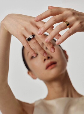 董洁同款宝石戒指女轻奢小众莫桑钻指环2026新款高级感树脂开口戒