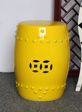 美式乡村花鸟陶瓷仿古风换鞋凳