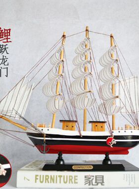 中式实木质一帆风顺客厅手工艺品