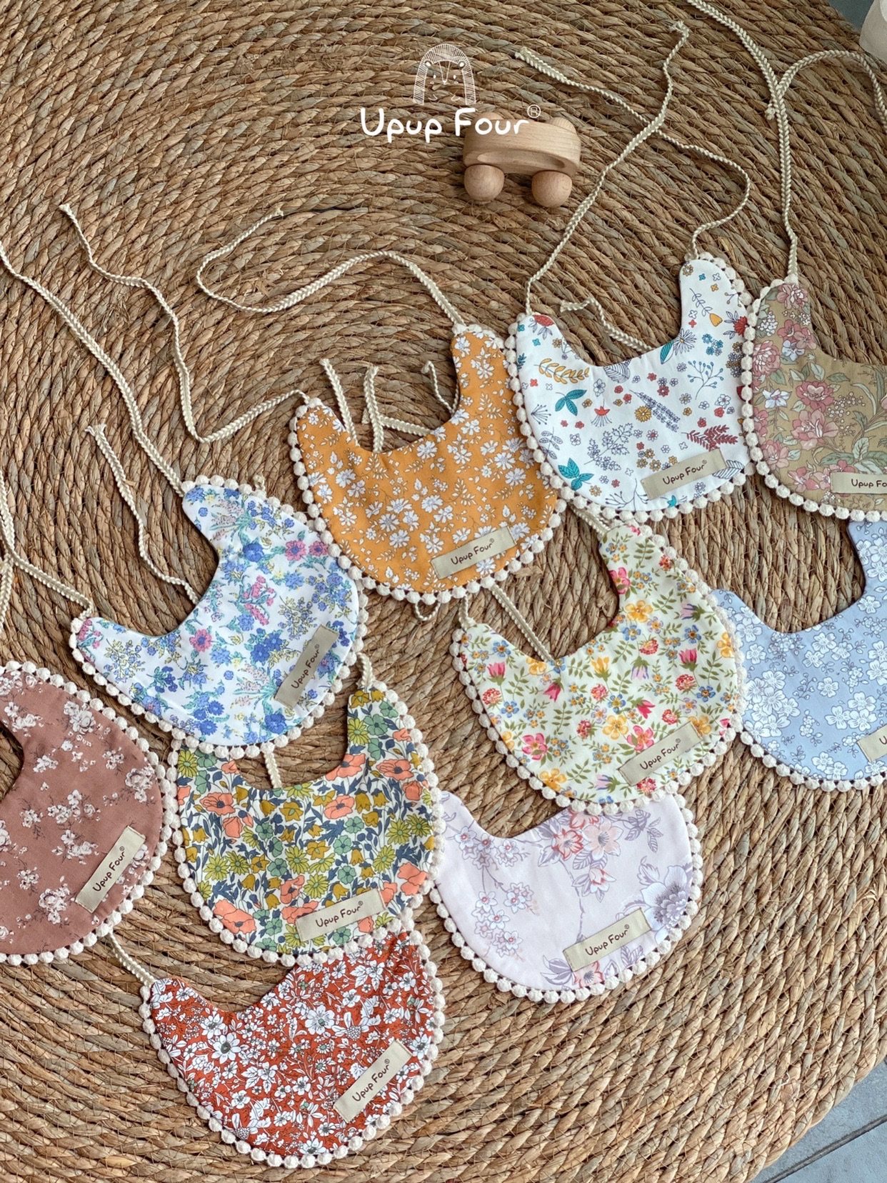 upupfour出口品质ins可爱碎花婴儿宝宝口水巾防吐奶流口水围兜,淘宝优惠券,粉丝福利购,淘宝优惠卷