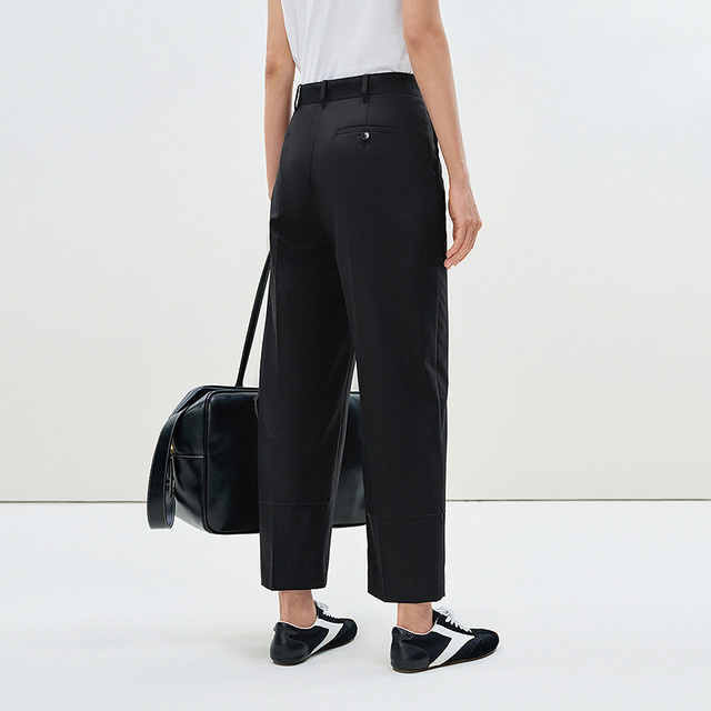 ຫນ້ອຍບ່ອນເຮັດວຽກ Commuting Suit Pants ຂອງແມ່ຍິງ Tapered Pants ເກົ້າຈຸດ