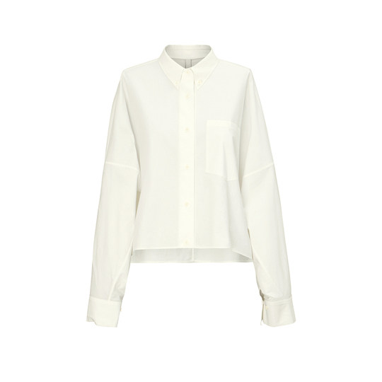 LESS春秋简约休闲通勤感棉质衬衫女长袖白色衬衣2N7213920