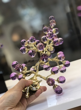 现代轻奢紫红葡萄水晶串摆件送礼