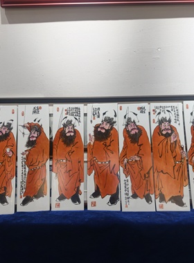 景德镇50年老画师手工手绘瓷板画釉上彩钟馗图挂画客厅玄关装饰画