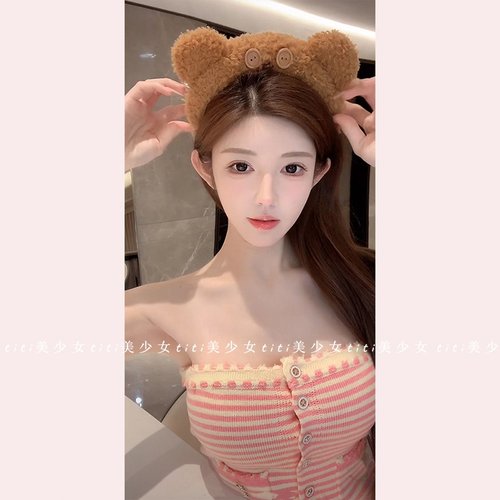 【TiTi美少女】小香风撞色条纹针织抹胸背心女秋无袖裹胸短款上衣 - 图0