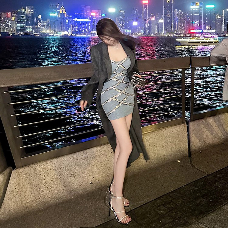 【TiTi美少女】重工亮片拼接抹胸连衣裙女春修身包臀裙纯欲短裙子,淘宝优惠券,粉丝福利购,淘宝优惠卷