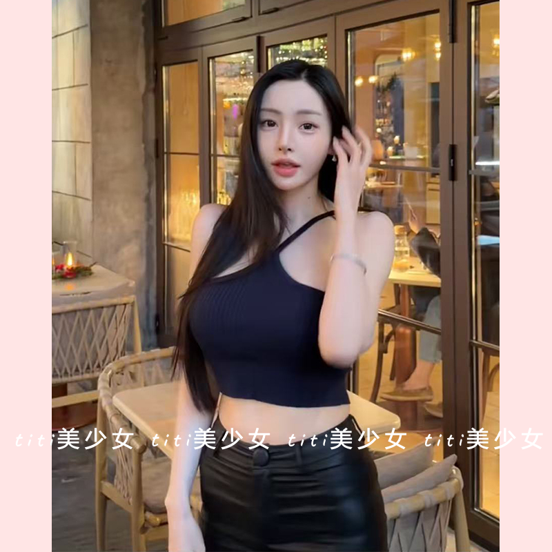 【TiTi美少女】性感交叉短款加厚螺纹针织吊带内搭高腰抹胸带胸垫,淘宝优惠券,粉丝福利购,淘宝优惠卷