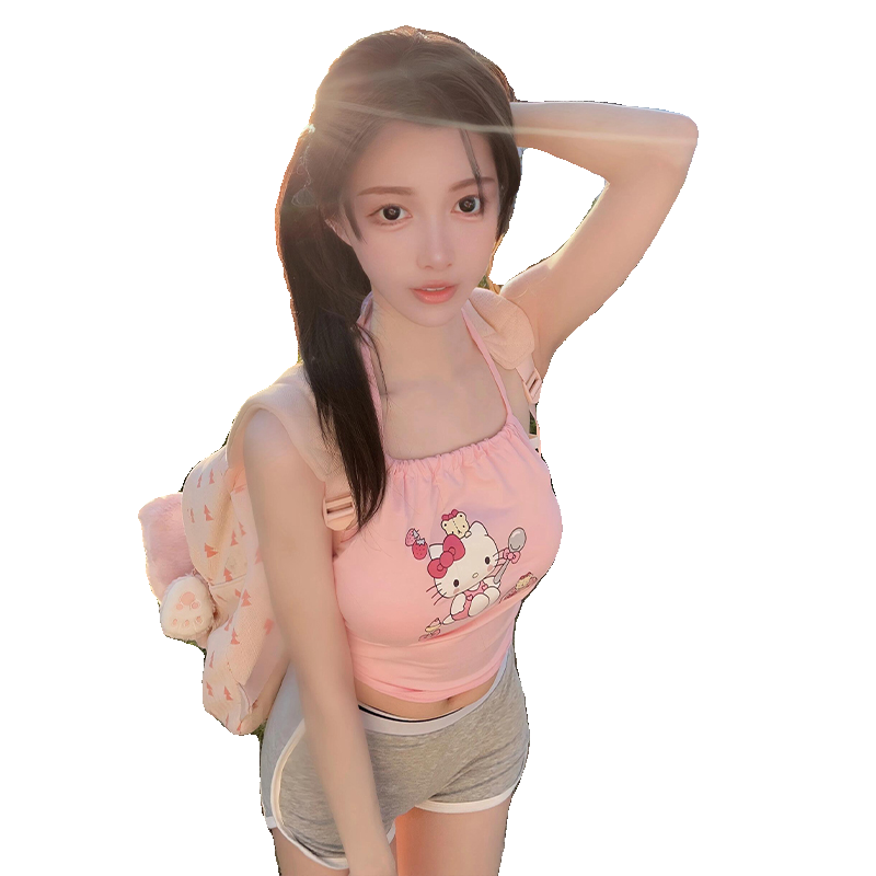 【TiTi美少女】甜美少女吊带背心粉嫩嫩穿搭纯欲显胸内搭外穿上衣,淘宝优惠券,粉丝福利购,淘宝优惠卷