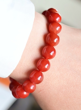 正品天然瓦西南红圆珠手串10-11mm圆珠南红手串男女文玩珠宝饰品