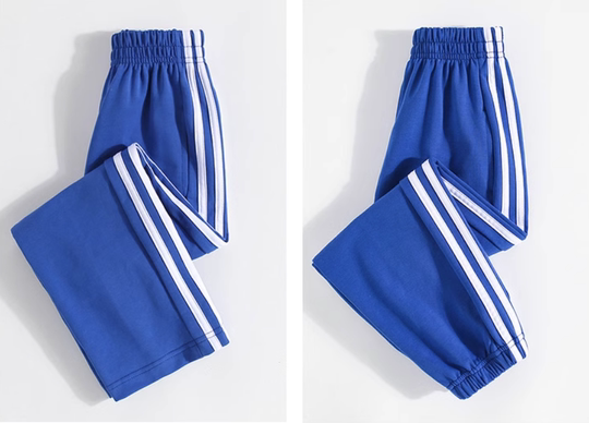 宝蓝裤天蓝裤草绿裤墨绿裤双白杠直筒松紧口学生校服裤春秋款定制