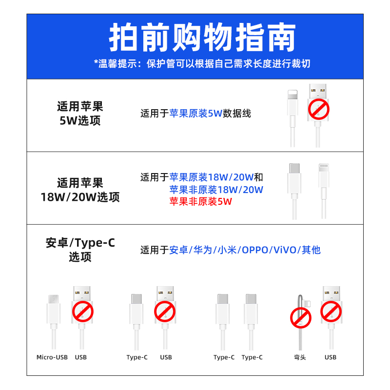 适用于苹果安卓typec数据线热缩管保护套修复神器iphone13手机20w快充电器线耳机ipad华为oppo小米vivo防折断 - 图2