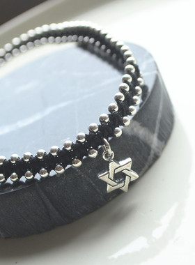 925纯银六芒星手工女短款锁骨链