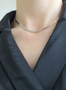 纯银蛇骨链项链女锁骨链轻奢