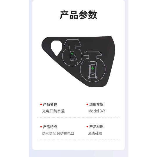 特斯拉modelY/3充电口防水盖YL焕新版硅胶保护防雨罩毛豆改装配件