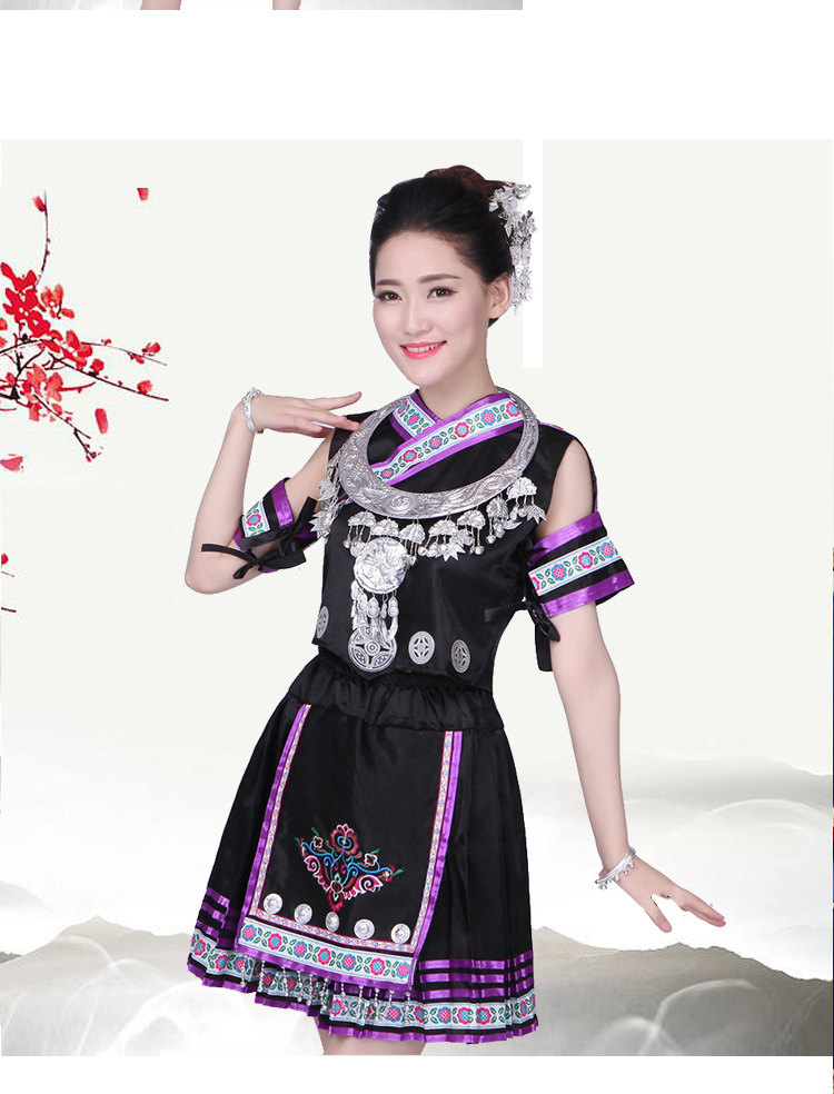 苗族服装瑶族女云南彝族舞蹈服 阿奴毕仕民族服装/舞台装