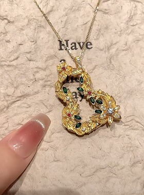 国潮金色镂空繁花锦簇福禄葫芦项链女轻奢小众高级复古毛衣链女