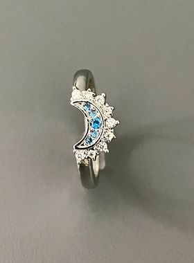 s925日月同辉情侣戒指送女友礼物