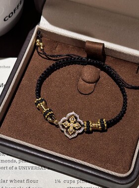 【金缕缠手】古法手工编绳金手链女本命年红绳招财纳福转运珠首饰